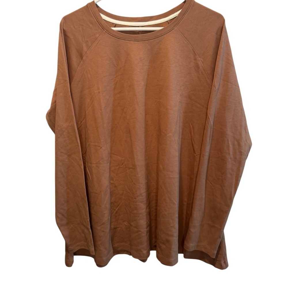 Isaac Mizrahi Live! Womens Brown Top Pima Cotton Raglan Sleeve XL NEW